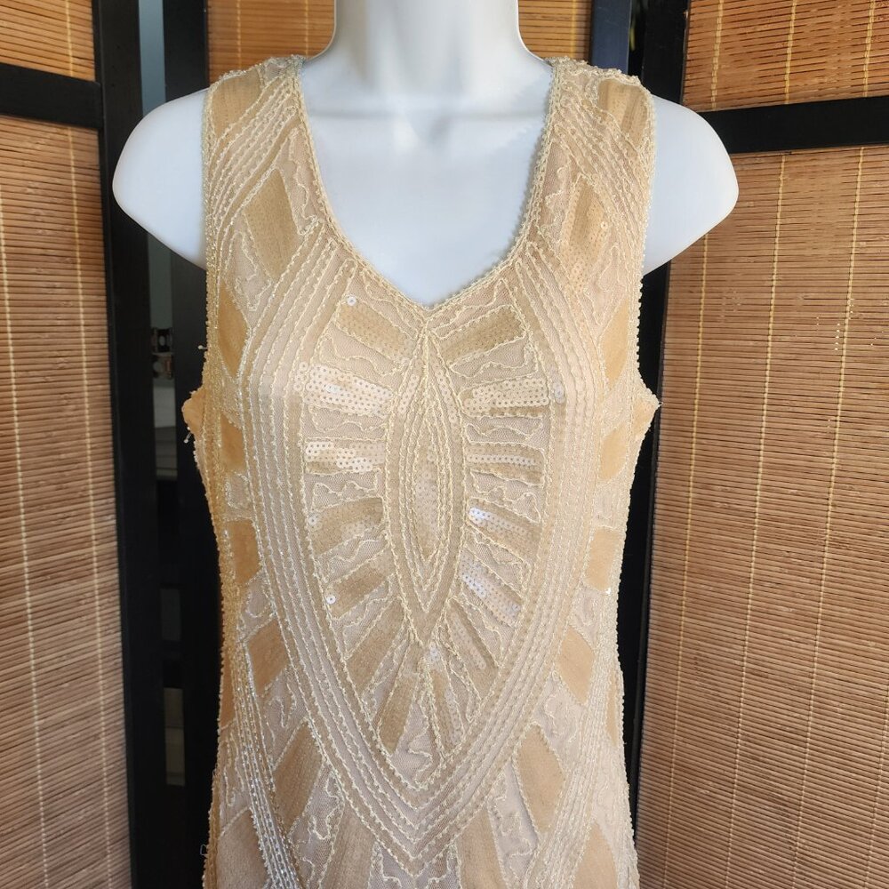 Metme Cream fringe gown